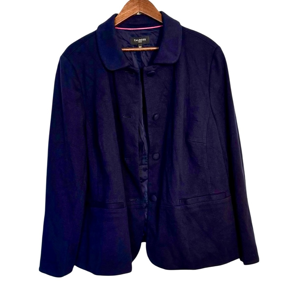 Talbots Navy Blue Stretch Cotton Modal Blend Jacket Blazer Women’s 22W